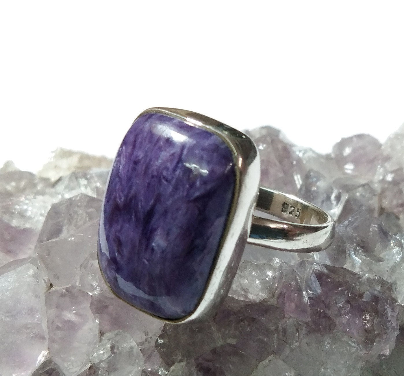 Natural Charoite Stone Rings, Amazing Top Color Purple Charoite Gemstone Ring, 925 Starling Silver Ring, Wedding Ring, Gift Birthday Rings